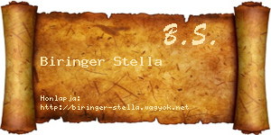 Biringer Stella névjegykártya